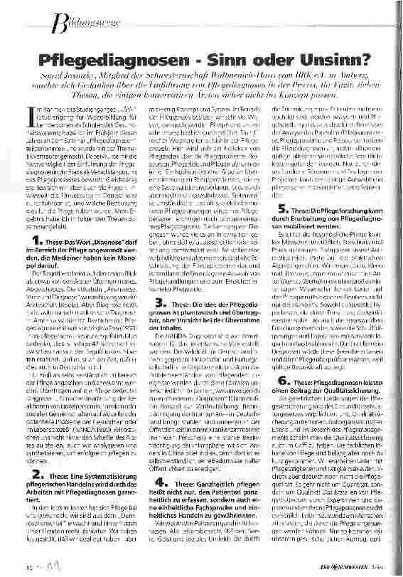 Vorschauseite 1: Pflegediagnosen - Sinn oder Unsinn?