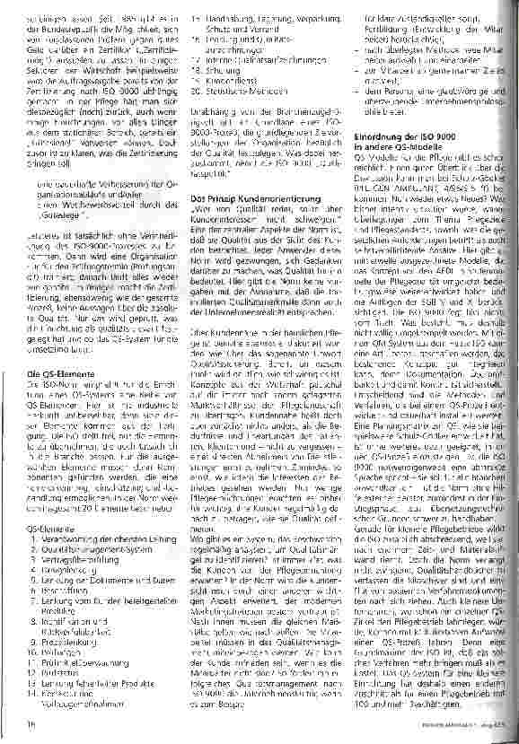 Vorschauseite 2: EN ISO 9000 - Industrienormen auch für die Pflege?