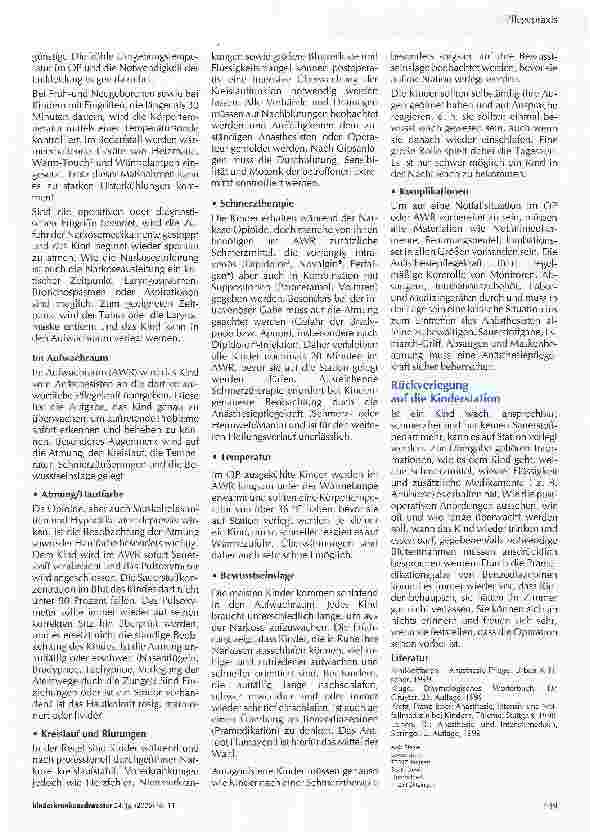 Vorschauseite 3: Pflegerische Aufgaben bei der Kinderanästhesie