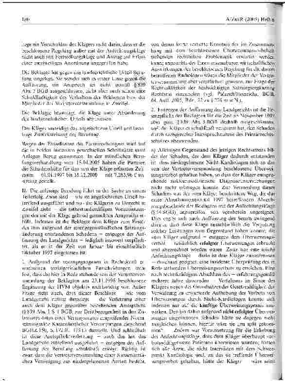 Vorschauseite 2: Amtspflichtverletzung: Amtshaftung der Kassenärztlichen Vereinigung bei Eingriff in den Zulassungsstatus des Kassenarztes