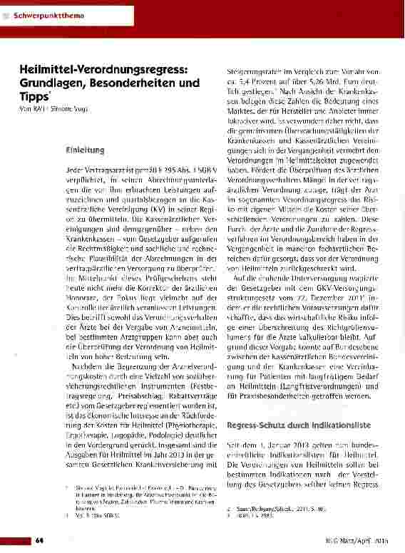 Vorschauseite 1: Heilmittel-Verordnungsregress: Grundlasen, Besonderheiten und Tipps