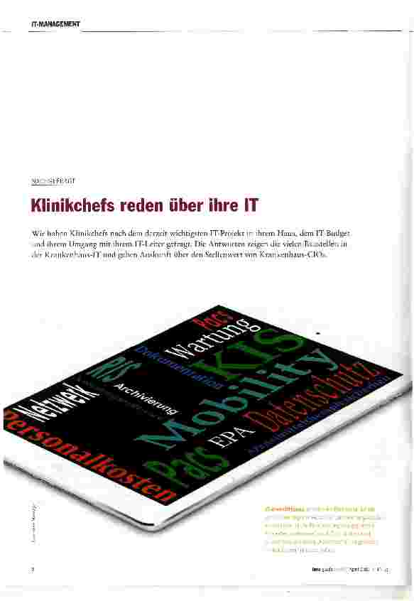 Vorschauseite 1: Klinikchefs reden über ihre IT