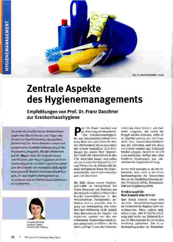 Vorschauseite 1: Zentrale Aspekte des Hygienemanagements