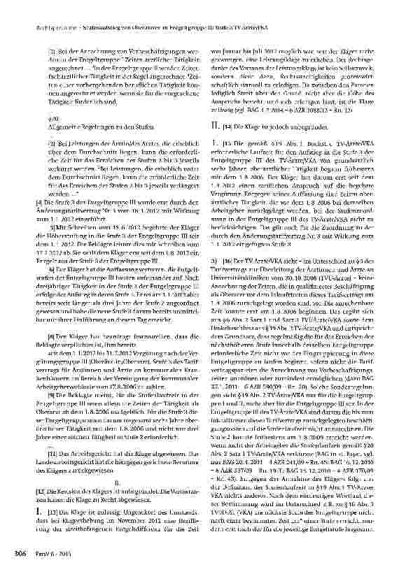 Vorschauseite 2: Stufenaufstieg von Oberärzten in Ent-geltgruppe III Stufe 3 TV-Ärzte/VKA
