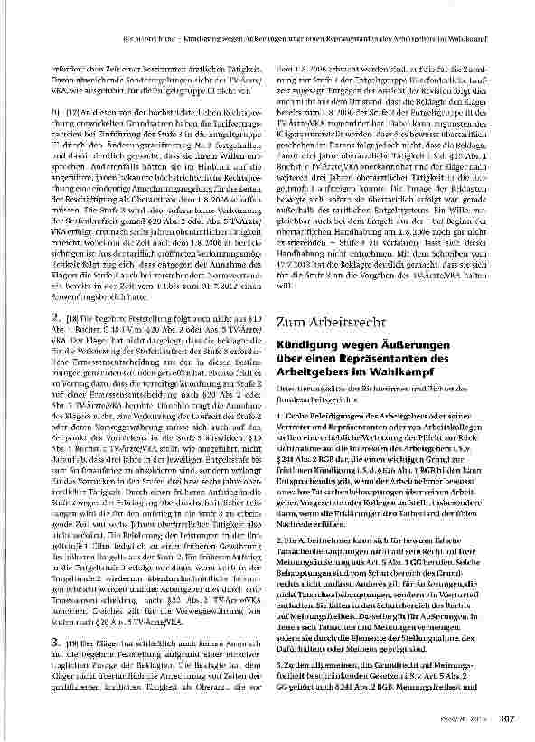 Vorschauseite 3: Stufenaufstieg von Oberärzten in Ent-geltgruppe III Stufe 3 TV-Ärzte/VKA
