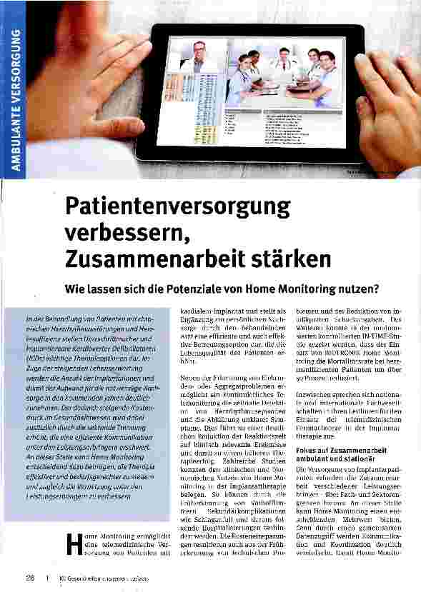 Vorschauseite 1: Patientenversorgung verbessern, Zusammenarbeit stärken