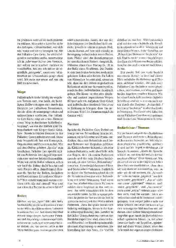 Vorschauseite 2: Die Palliative-Care Karte Bedürfnisse, Rollen und Zugänge in der Palliative Care