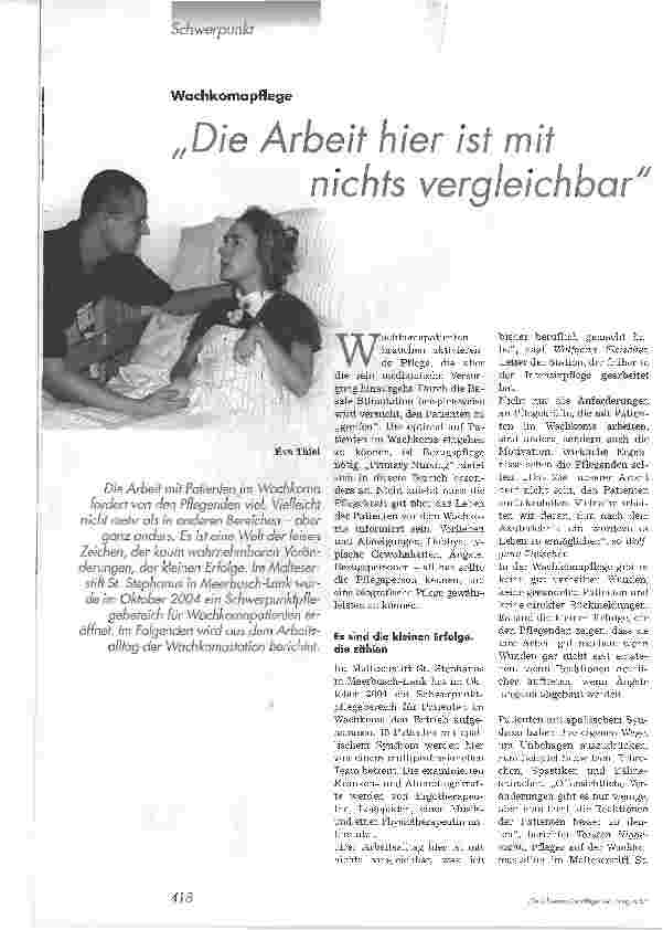 Vorschauseite 1: Die Arbeit hier ist mit nichts vergleichbar