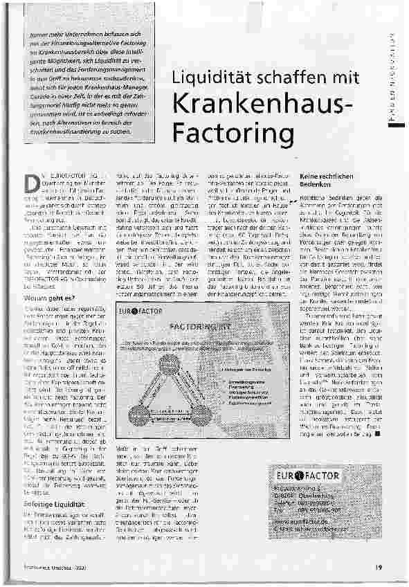 Vorschauseite 1: Liquidität schaffen mitKrankenhaus-Factoring