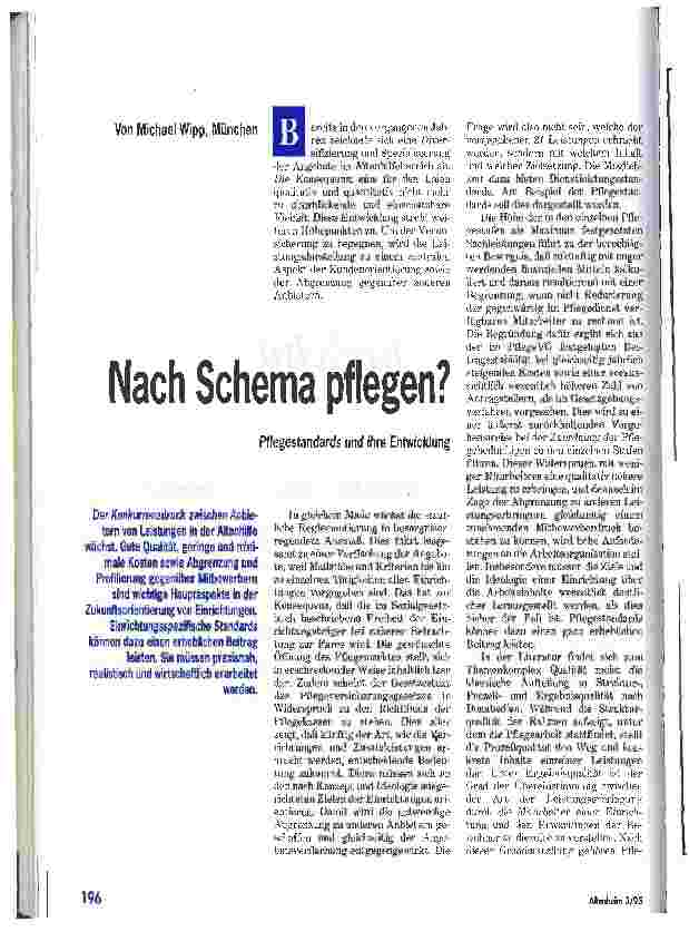 Vorschauseite 1: Nach Schema pflegen? Pflegestandards und ihre Entwicklung