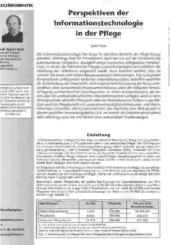 Vorschauseite 1: Perspektiven der Informationstechnologiein der Pflege