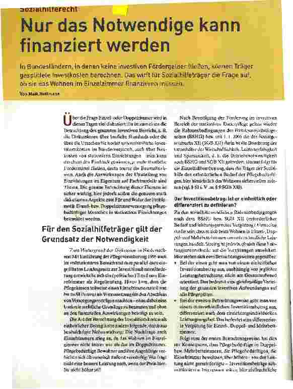 Vorschauseite 1: Nur das Notwendige kann finanziert werden