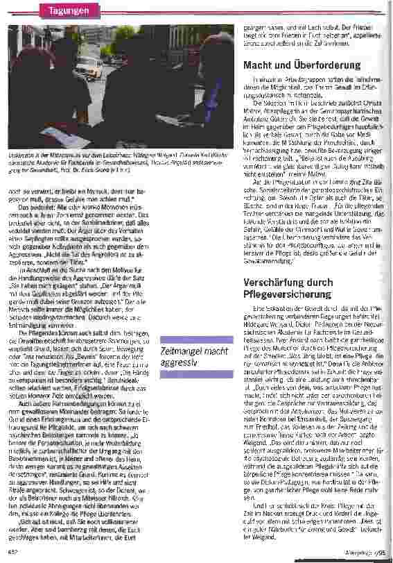 Vorschauseite 3: Gewalt in der Pflege Tagung über ein Tabu