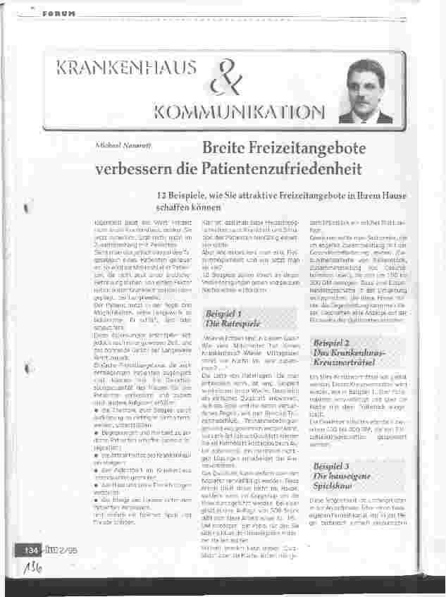 Vorschauseite 1: Breite Freizeitangebote verbessern die Patientenzufriedenheit