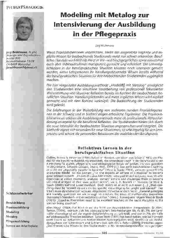 Vorschauseite 1: Modelling mit Metalog zur Intensivierung der Ausbildungin der Pflegepraxis