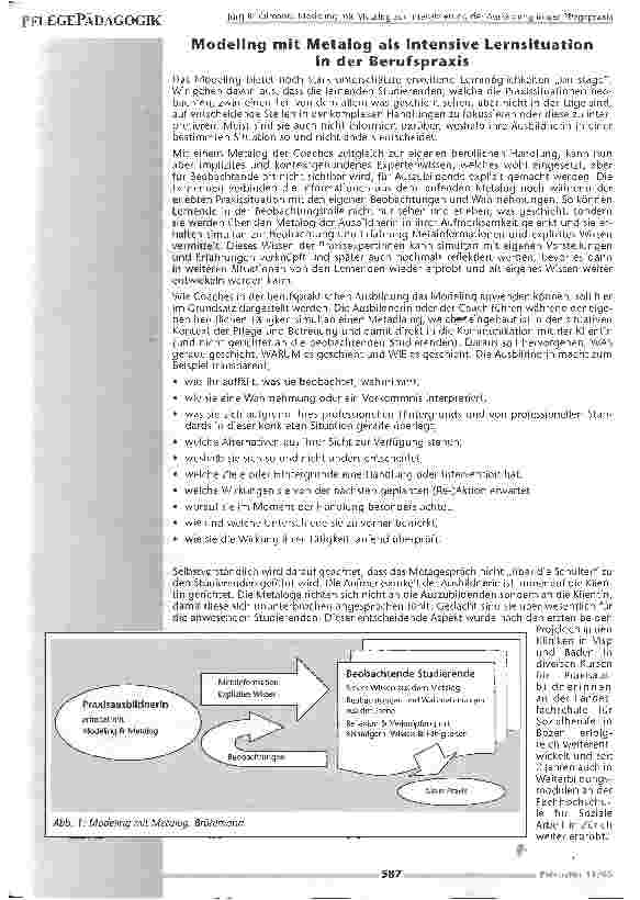 Vorschauseite 3: Modelling mit Metalog zur Intensivierung der Ausbildungin der Pflegepraxis