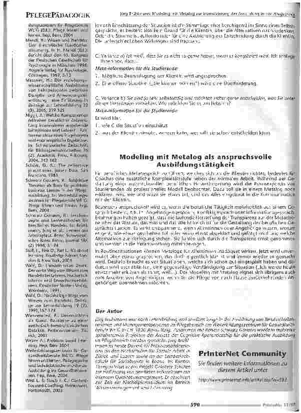 Vorschauseite 6: Modelling mit Metalog zur Intensivierung der Ausbildungin der Pflegepraxis