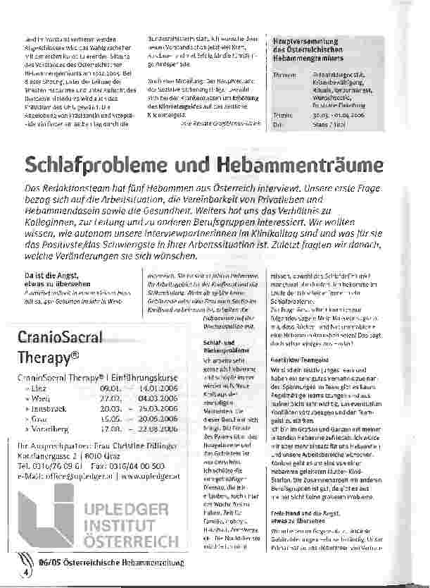 Vorschauseite 1: Schlafprobleme und Hebammenträume