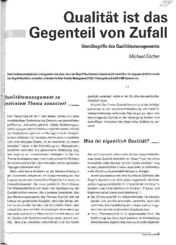 Vorschauseite 1: Qualität ist das Gegenteil von Zufall