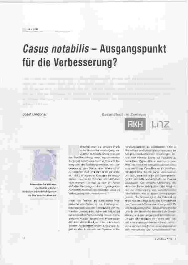 Vorschauseite 1: Casus notabilis Ausgangspunkt für die Verbesserung?