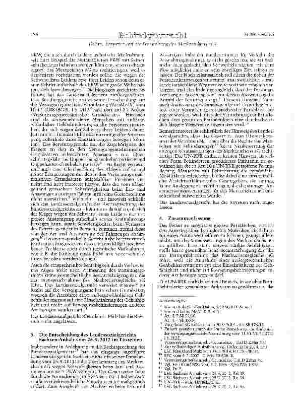 Vorschauseite 2: Besteht wegen Schwierigkeiten beim Verlassen eines Kraftfahrzeuges ein Anspruch auf die Feststellung des Merkzeichens aG?
