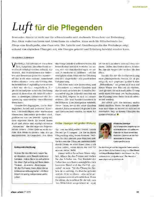 Vorschauseite 1: Luft für die Pflegenden