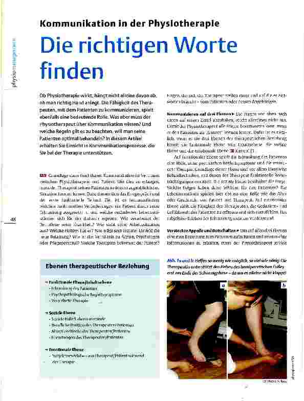 Vorschauseite 1: Kommunikation in der Physiotherapie Die richtigen Worte finden
