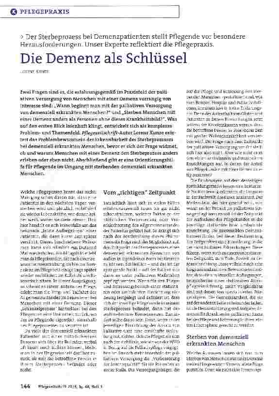 Vorschauseite 1: Die Demenz als Schlüssel