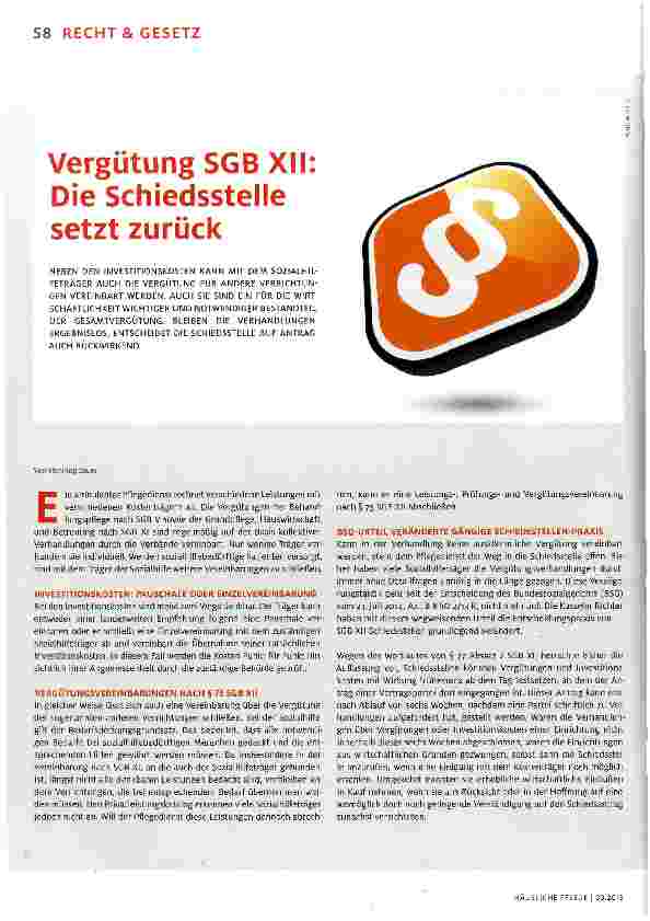 Vorschauseite 1: Vergütung SGB XII: Die Schiedsstelle setzt zurück