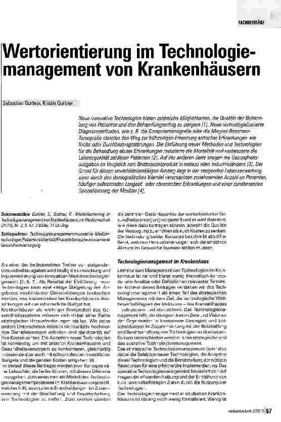 Vorschauseite 1: Weitorientierung im Technologiemanagement von Krankenhäusern