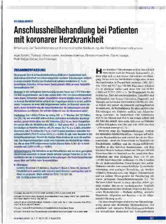 Vorschauseite 1: Anschlussheilbehandlung bei Patienten mit koronarer Herzkrankheit