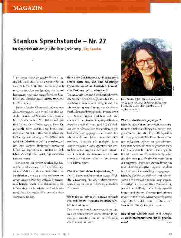Vorschauseite 1: Stankos Sprechstunde - Nr. 27