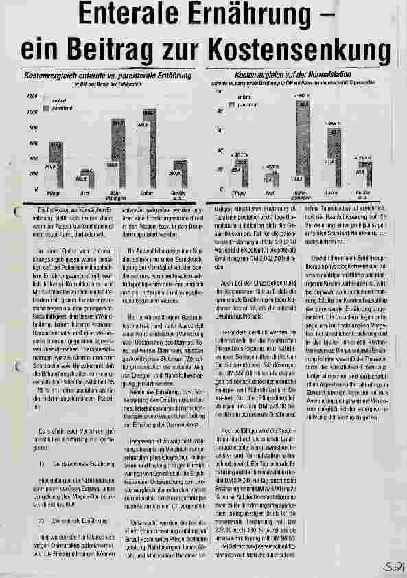 Vorschauseite 1: Enterale Ernährung - ein Beitrag zur Kostensenkung