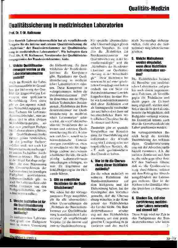Vorschauseite 1: Qualitätssicherung in medizinischen Laboratorien