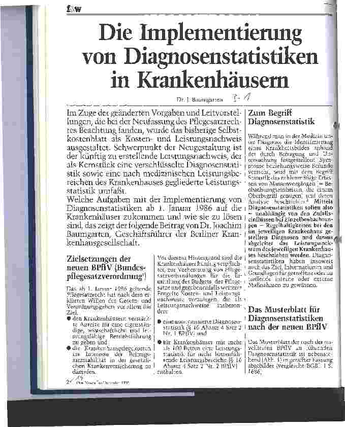 Vorschauseite 1: Die Implementierung von Diagnosenstatistiken in Krankenhäusern