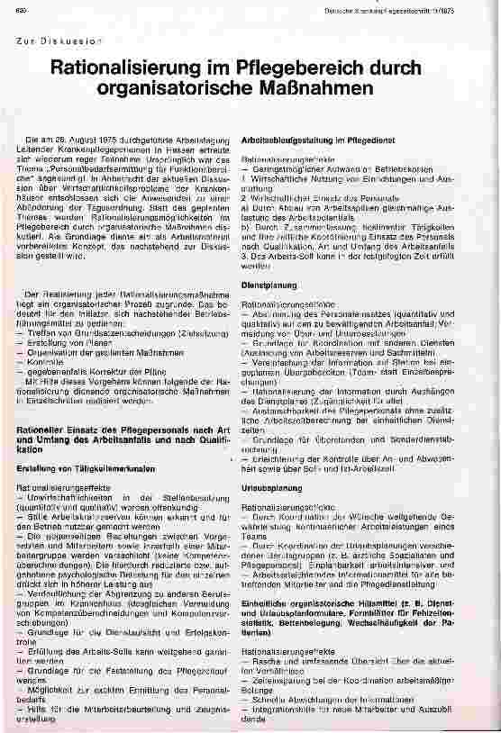 Vorschauseite 1: Rationalisierung im Pflegebereich durch organisatorischen Maßnahmen