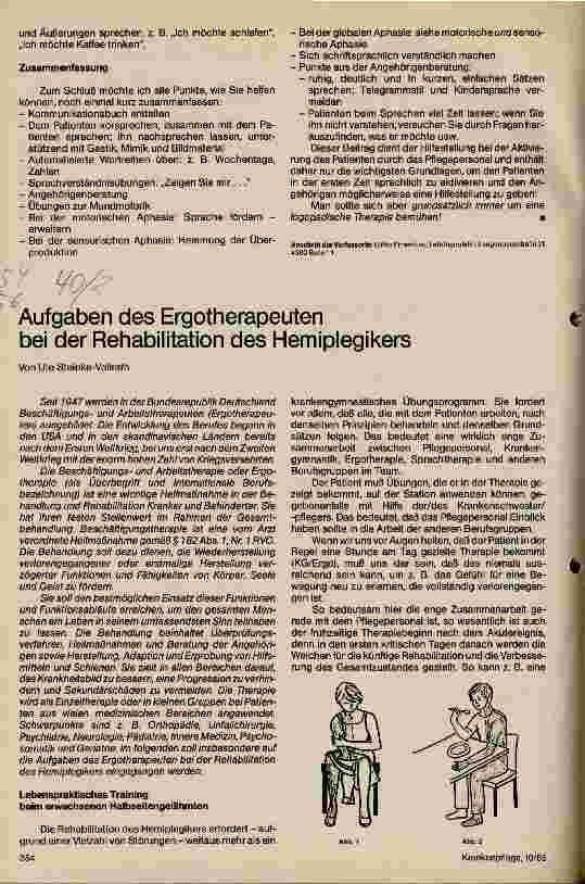 Vorschauseite 1: Aufgaben des Ergotherapeuten bei der Rehabilitation des Hemipflegikers