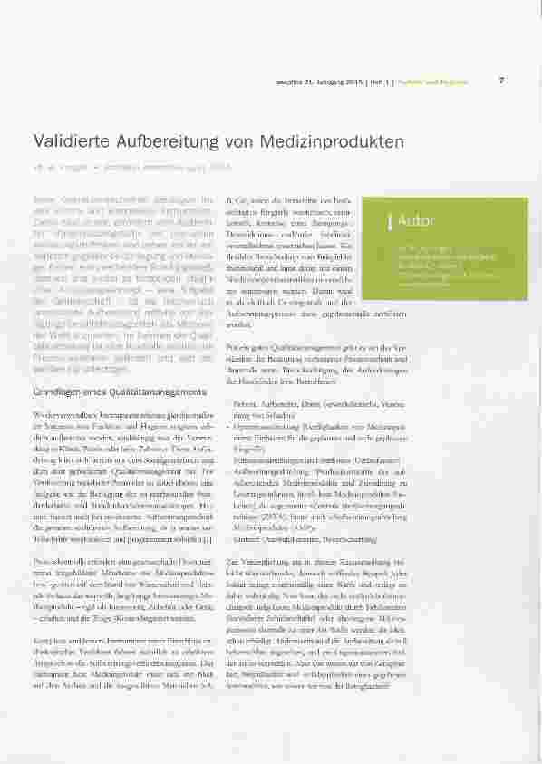 Vorschauseite 1: Validierte Aufbereitung von Medizinprodukten