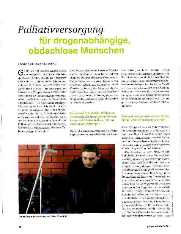 Vorschauseite 1: Palliativversorgung für drogenabhängige, obdachlose Menschen
