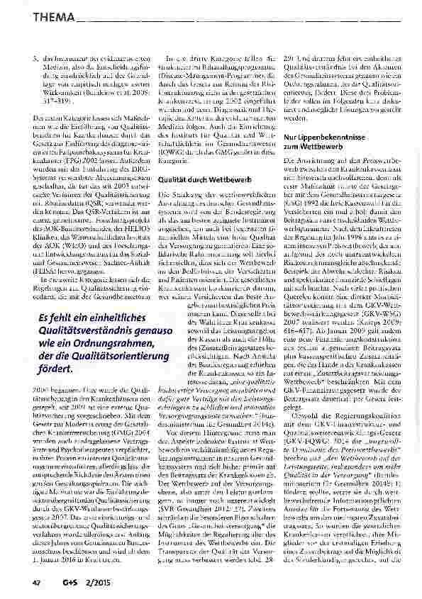 Vorschauseite 2: Qualität als Wettbewerbsparameter in der GKV