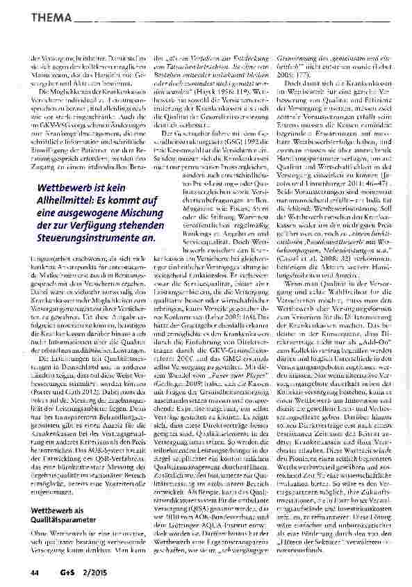 Vorschauseite 4: Qualität als Wettbewerbsparameter in der GKV
