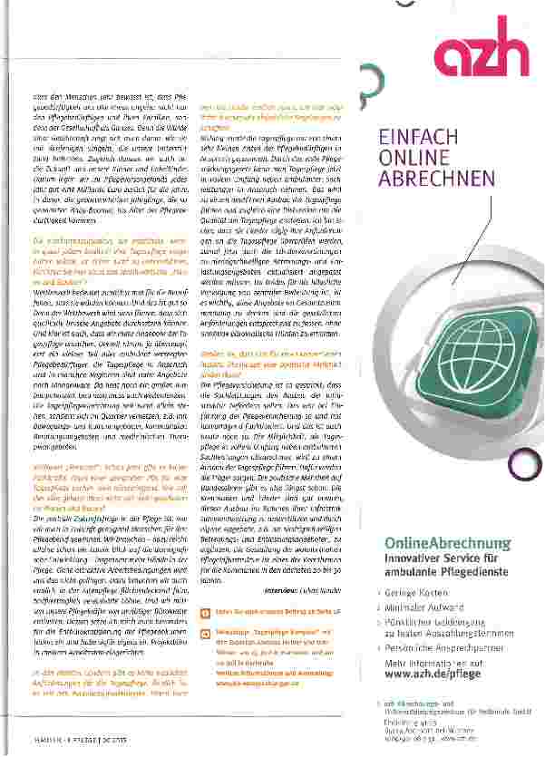 Vorschauseite 2: Die Tagespflege soll sich, im Quartier vernetzen