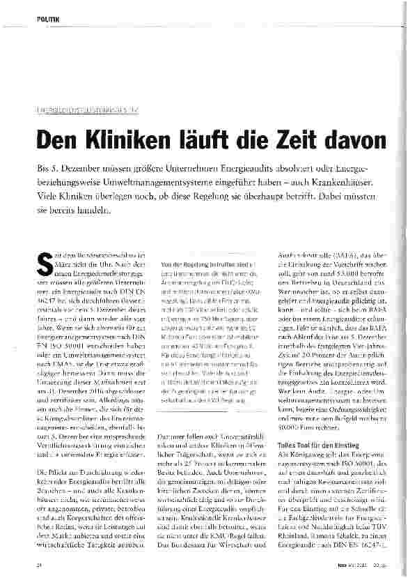 Vorschauseite 1: Den Kliniken läuft die Zeit davon