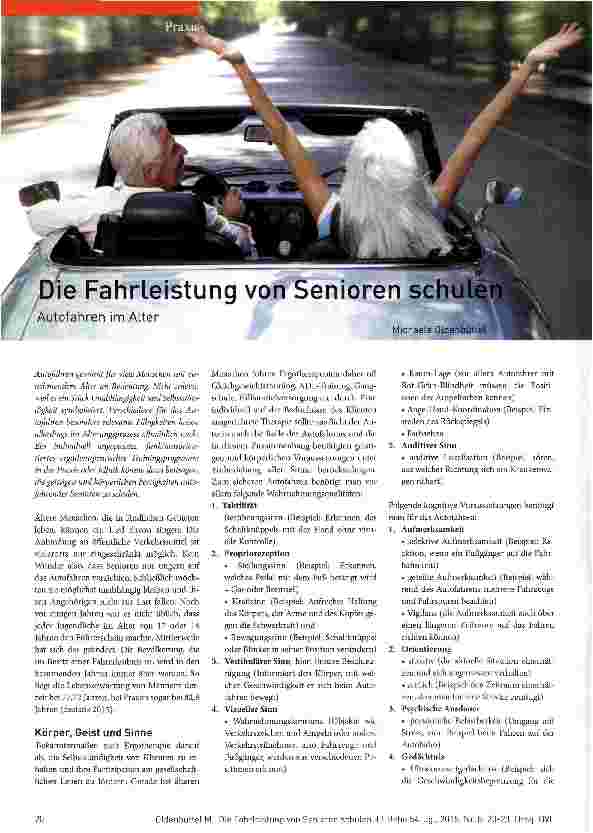 Vorschauseite 1: Die Fahrleistung von Senioren schulen