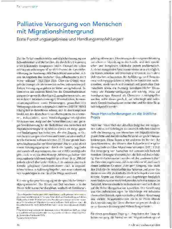 Vorschauseite 1: Palliative Versorgung von Menschen mit Migrationshintergrund
