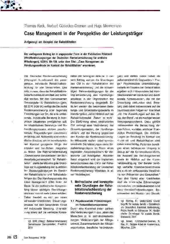 Vorschauseite 1: Case Management in der Perspektive der Leistungsträger