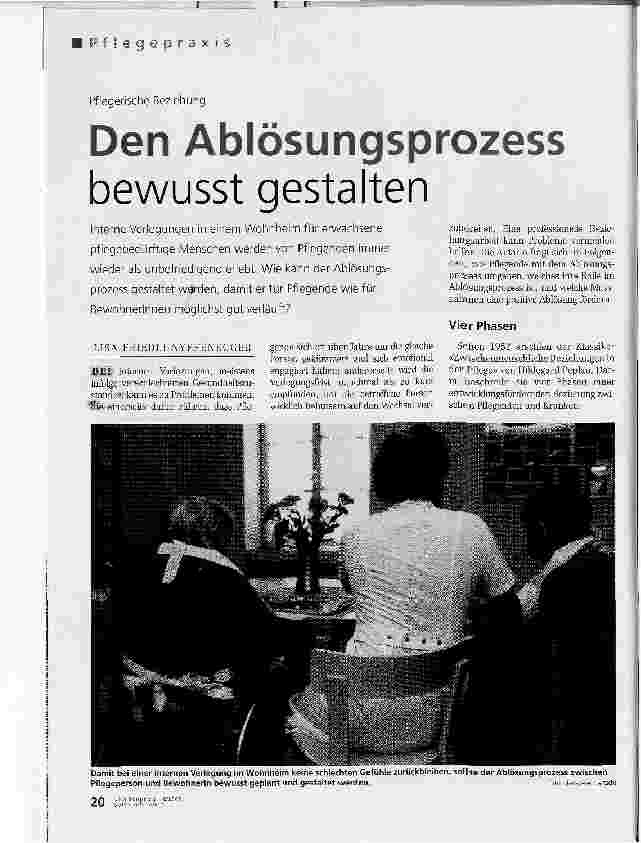 Vorschauseite 1: Den Ablösungsprozess bewusst gestaltenPflegerische Beziehung