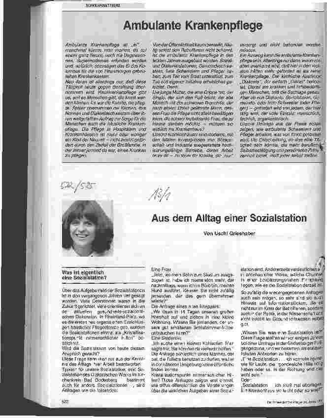 Vorschauseite 1: Aus dem Alltag einer Sozialstation