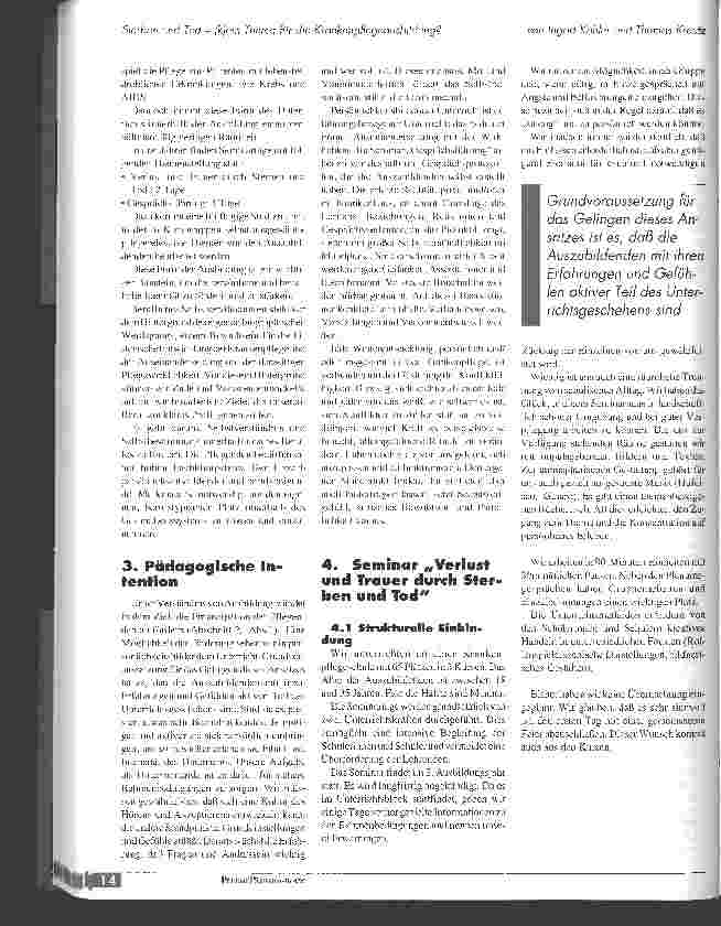 Vorschauseite 3: Sterben und Tod (k)ein Thema für die Krankenpflegeausbildung?