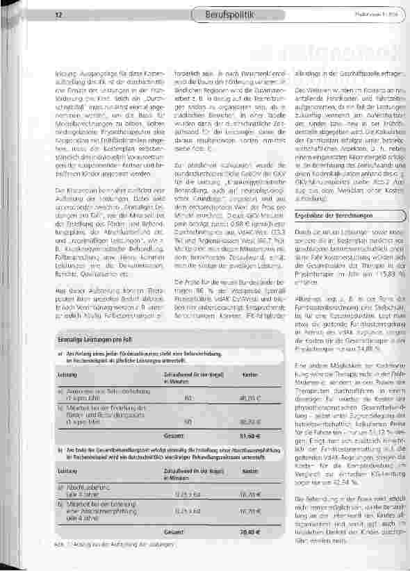 Vorschauseite 2: Kostenplan zur Frühförderung / Komplexleistungen